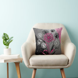 Cojín Decorativo Pink, White Black Dandelions