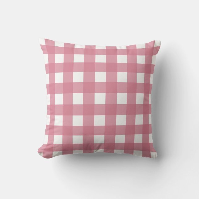 Cojín Decorativo Pink White Gingham Check Plaid (Anverso)