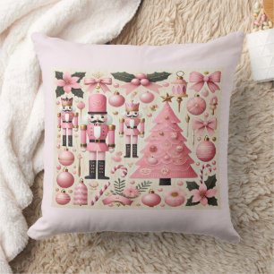 Cojín Decorativo Pino de Navidad Cascanueces Rosa