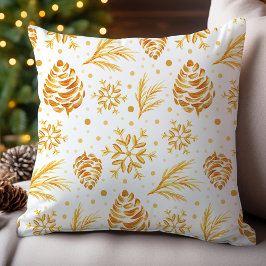 Cojín Decorativo Pino Rústico Dorado de Navidad