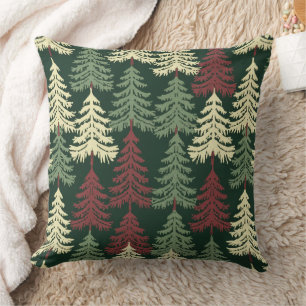 Cojín Decorativo Pinos Rojo Verde