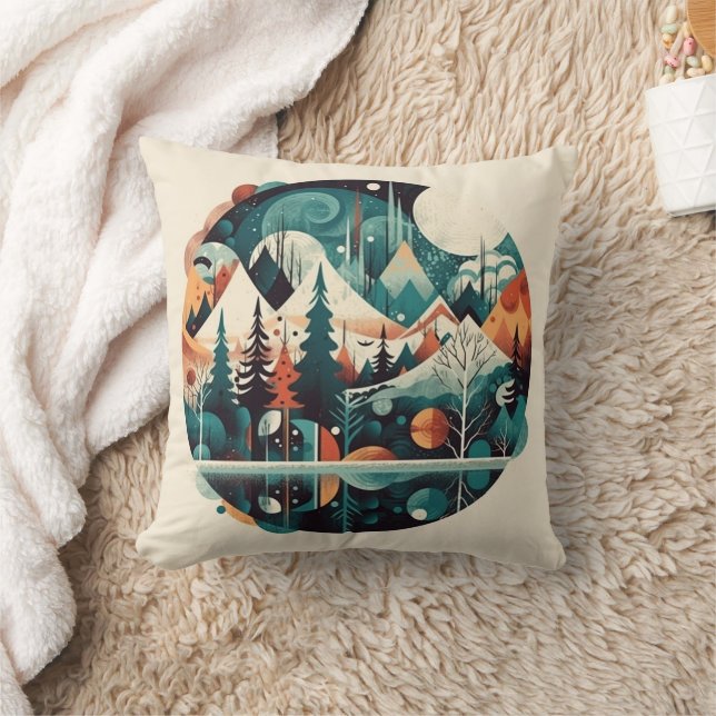 Cojín Decorativo Pinos y picos nórdicos, personalizado (Manta)