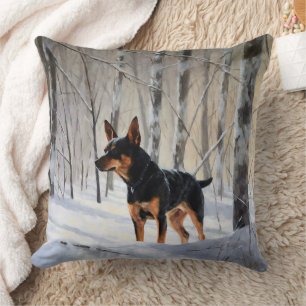 Cojín Decorativo Pinscher Miniatura Deja que nieve Navidad
