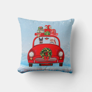 Cojín Decorativo Pinscher Miniatura Perro En Coche Con Papá Noel