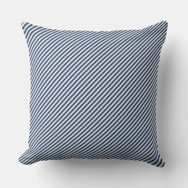 Cojín Decorativo Pinstripe diagonal azul (Anverso)