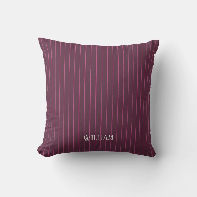 Cojín Decorativo Pinstripes burdeos personalizadas (Anverso)