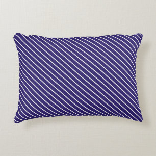 Cojín Decorativo Pinstripes diagonales: azul marino y blanco
