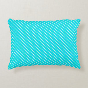 Cojín Decorativo Pinstripes diagonales - turquesa y blanco