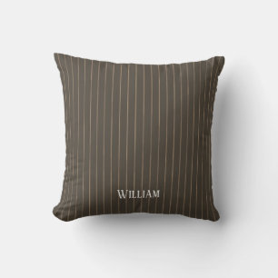 Cojín Decorativo Pinstripes retro castaño personalizado