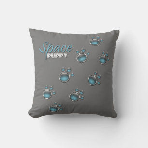 Cojín Decorativo Pinta azul y gris "Space Puppy" Impresiones Pilar