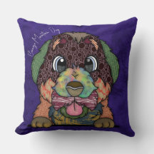 Cojín decorativo pintado a mano de Perro Montañés