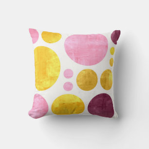 Cojín Decorativo Pintado abstracto de puntos de polka marrón rosado