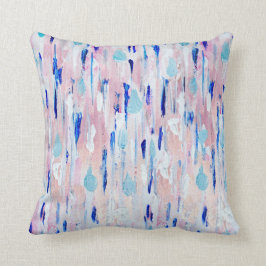 Cojín Decorativo Pintado abstracto Rosa de cobre azul rosa