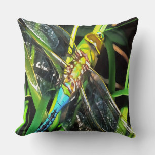 Cojín Decorativo Pintado de alas con volante azul