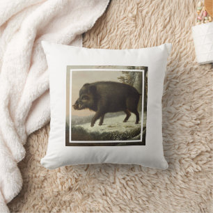 Cojín Decorativo Pintado de caza de Bella Artes de cerdo marrón