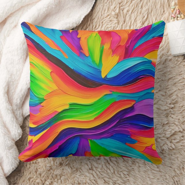 Cojín Decorativo Pintado de remolino arco iris (Manta)