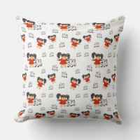 Cojín decorativo pintado de rojo blanco negro vint