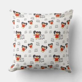 Cojín decorativo pintado de rojo blanco negro vint