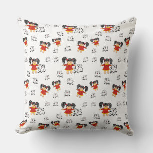 Cojín decorativo pintado de rojo blanco negro vint