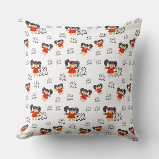 Cojín decorativo pintado de rojo blanco negro vint