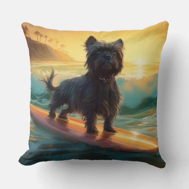 Cojín Decorativo Pintado de surf Affenpinscher Beach (Anverso)
