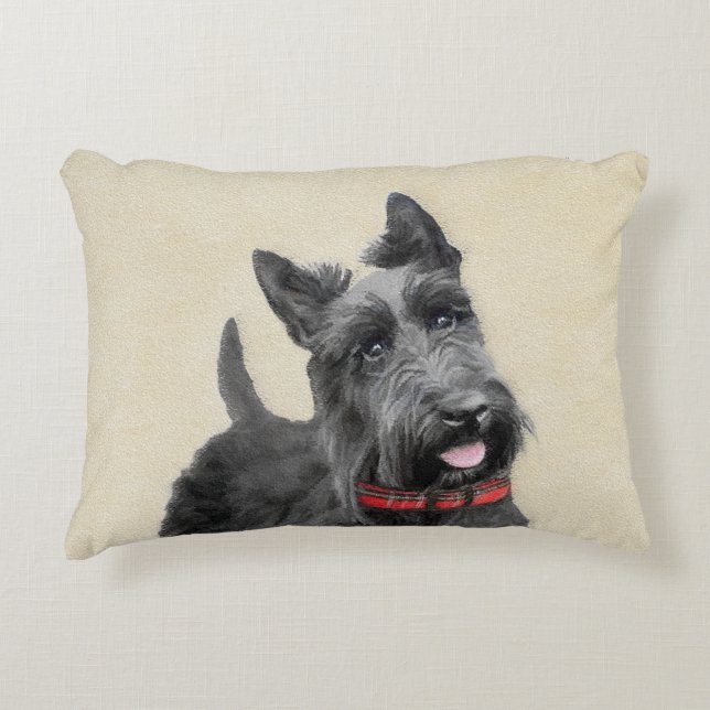 Cojín Decorativo Pintado Terrier Escocés - Arte Perro Original (Anverso)