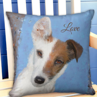 Cojín Decorativo Pintado Zorro Terrier Perro Lover Pillow