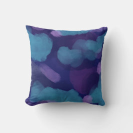 Cojín Decorativo Pintura abstracta acuarela azul púrpura rosa