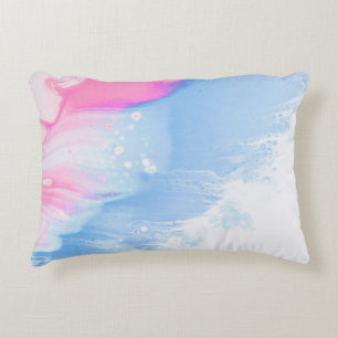 Cojín Decorativo Pintura abstracta azul blanco y rosa