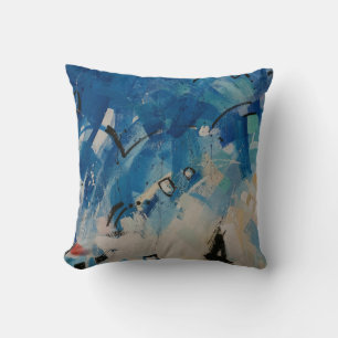 Cojín Decorativo Pintura abstracta azul y blanco