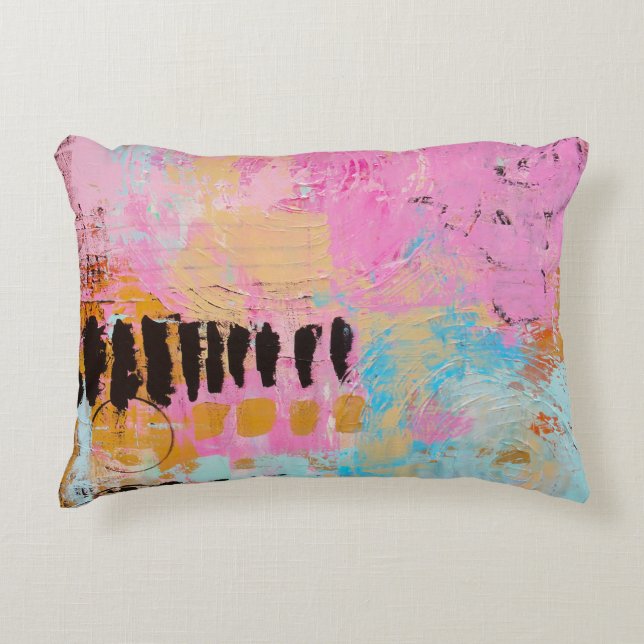 Cojín Decorativo Pintura abstracta blanca y roja (Anverso)