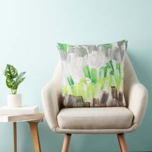 Cojín Decorativo Pintura abstracta con pinceladas en verde y rojo