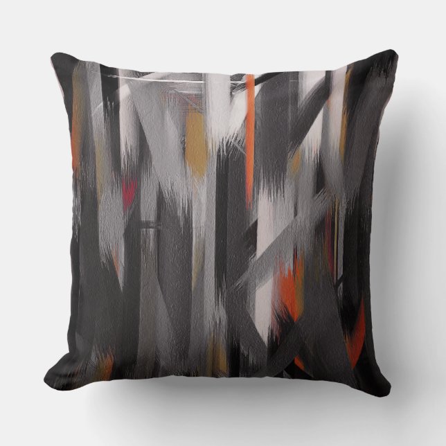 Cojín Decorativo Pintura abstracta de Naranja gris (Anverso)