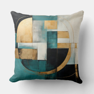 Cojín Decorativo Pintura abstracta en negro y turquesa