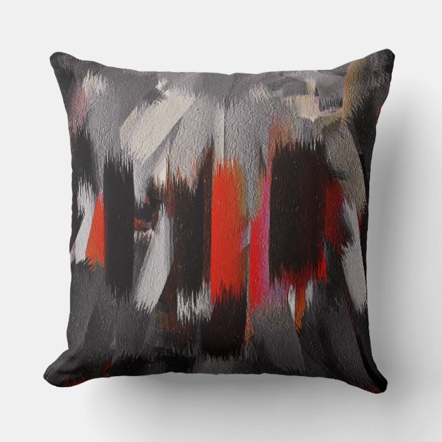 Cojín Decorativo Pintura abstracta gris negra roja (Anverso)