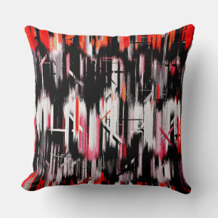 Cojín Decorativo Pintura abstracta gris negro rojo #2