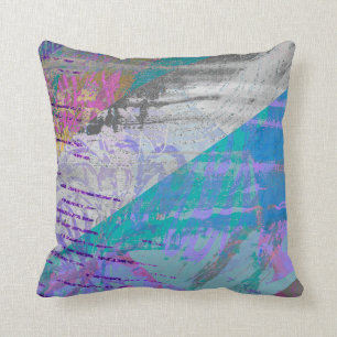 Cojín Decorativo Pintura abstracta púrpura y gris moderna
