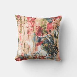 Cojín Decorativo Pintura abstracta roja blanca y amarilla