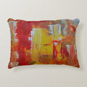 Cojín Decorativo Pintura abstracta roja y amarilla
