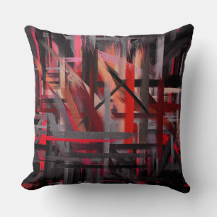 Cojín Decorativo Pintura abstracta rosa gris negro rojo