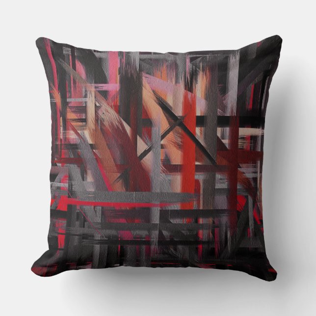 Cojín Decorativo Pintura abstracta rosa gris negro rojo (Anverso)