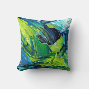 Cojín Decorativo Pintura acrílica abstracta en azul