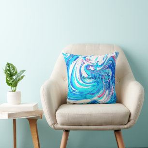 Cojín Decorativo Pintura acrílica azul Resumen Remolque