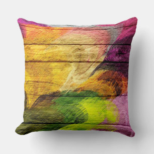 Cojín Decorativo Pintura Acrílica Colorida en Madera #5