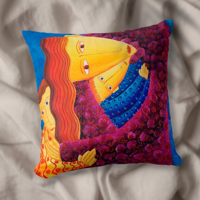 Cojín Decorativo Pintura acrílica de arte contemporáneo madre e hij (Subido por el creador)