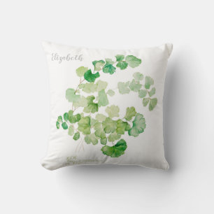 Cojín Decorativo Pintura Acuarela Botánica Verde Moderna