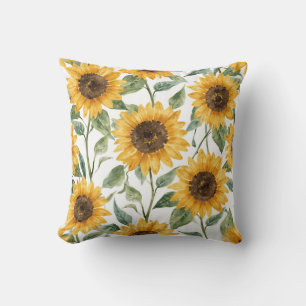Cojín Decorativo Pintura Acuarela Floral Amarilla Girasoles