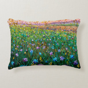 Cojín Decorativo pintura al óleo de flores, hermosas flores de cam