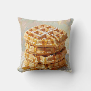 Cojín Decorativo Pintura al óleo de jarabe de waffles belgas dorado