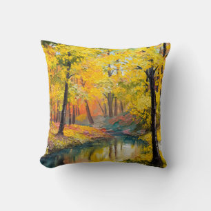 Cojín Decorativo pintura al óleo sobre lienzo - pintura forestal de